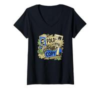 Femme Fold Cut Copy Mini Fanzine Bande Dessinée T-Shirt avec Col en V