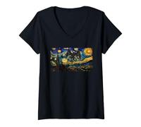 Femme Folklore des Monstres cryptiques de la Nuit étoilée de Mothman T-Shirt avec Col en V