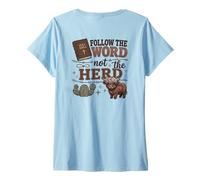 Femme Follow The Word Not The Herd Christian Bible Verse Scripture T-Shirt avec Col en V