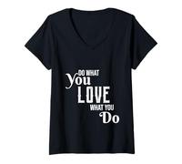 Femme Follow Your Passion Motivational Hobbyist Quote Graphic Love T-Shirt avec Col en V