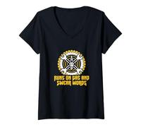 Femme Fonctionne avec du gaz et des Mots jurés pour réparation Automobile T-Shirt avec Col en V