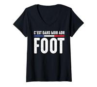 Femme Foot Football C'est dans Mon adn Footballeur Joueur Drôle T-Shirt avec Col en V
