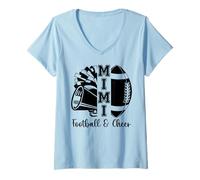Femme Football Cheer Mimi Grandma High School Pom Pom Pom T-Shirt avec Col en V