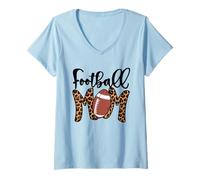 Femme Football Mom Leopard American Football Mothers Day Mom Mama T-Shirt avec Col en V