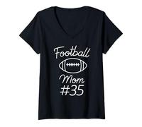 Femme Football Mom Number 35 Plus Grand Fan Woman Team Game My Son T-Shirt avec Col en V