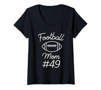 Femme Football Mom Number 49 Plus Grand Fan Woman Team Game My Son T-Shirt avec Col en V