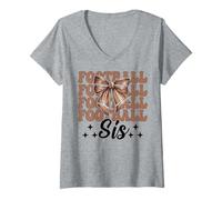 Femme Football Sis American Football Sister Girl Coquette Bow T-Shirt avec Col en V