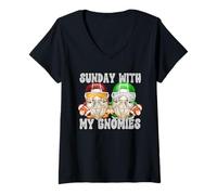 Femme Football Sunday with My Gnomies American Football GNOME Dad T-Shirt avec Col en V