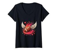 Femme Football Wings of Heart Energy T-Shirt avec Col en V