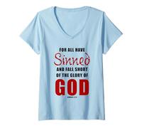 Femme For All Have Sinned - Romans 3:23 KJV Christian Gospel T-Shirt avec Col en V