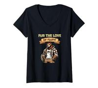 Femme for The Love of Fluff I Cute Anthro Bear Character Artwork T-Shirt avec Col en V