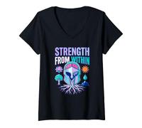 Femme Force, Bien-être Mental qu'il Aime T-Shirt avec Col en V