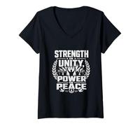 Femme Force en UNITÉ, Puissance en Paix Activisme Audacieux T-Shirt avec Col en V