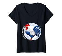 Femme Force & Honneur France Coq Cadeau T-Shirt avec Col en V