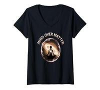 Femme Force Intérieure Méditation Cosmique Esprit Calme T-Shirt avec Col en V