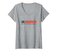 Femme Ford Bronco 1966 All-Purpose Vehicle Logo T-Shirt avec Col en V