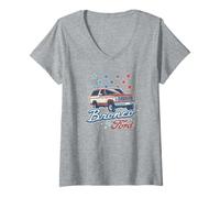 Femme Ford - Bronco American Red, White and Blue Stars T-Shirt avec Col en V