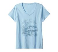 Femme Ford Bronco Desert Blue Mono T-Shirt avec Col en V