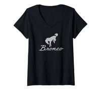 Femme Ford Bronco Gray Logo T-Shirt avec Col en V