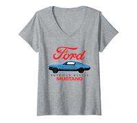 Femme Ford Mustang American Muscle Car avec logo rouge T-Shirt avec Col en V