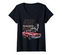 Femme Ford - Mustang - Cheval T-Shirt avec Col en V