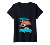 Femme Ford Trucks Hardest Working T-Shirt avec Col en V