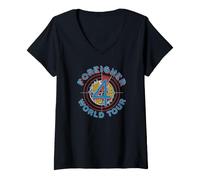 Femme Foreigner 4 Globe T-Shirt avec Col en V