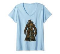 Femme Forest Titan Dark Fantasy Naturecore Amateur de créatures mystiques T-Shirt avec Col en V