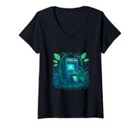 Femme Forêt ATM numérique Nature Concept T-Shirt avec Col en V