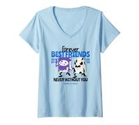 Femme Forever Best Friends - Never Without You (Graphique BFF) T-Shirt avec Col en V