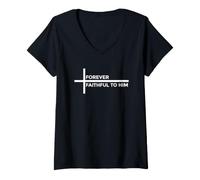 Femme Forever Faithful to Him T-Shirt avec Col en V