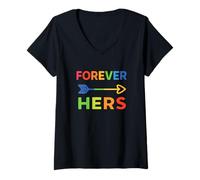 Femme Forever Hers LGBTQ Pride Love Romance T-Shirt avec Col en V
