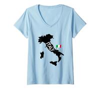 Femme Forever Italy Graphic Tees - I Love Italy, Italy Map Graphic T-Shirt avec Col en V