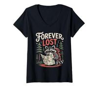 Femme Forever Lost Funny Hiking, Randonneur en Plein air T-Shirt avec Col en V