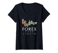 Femme Forex Trading Gestion des Risques Création de Richesse Design T-Shirt avec Col en V