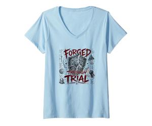 Femme Forgé à Travers Le procès du Guerrier chrétien Armure Foi T-Shirt avec Col en V