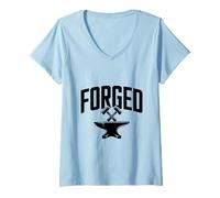 Femme Forgé : Enclume Solide pour forgerons T-Shirt avec Col en V