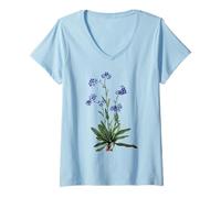 Femme Forget Me Not Blue Flower Lover for Couples T-Shirt avec Col en V