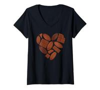 Femme Forme De Cœur Chocolat Fèves De Cacao T-Shirt avec Col en V