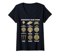 Femme Formes de Crabe en Fer à Cheval - Cycle de Vie et morphotypes Scientific T-Shirt avec Col en V