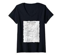 Femme Formulaire de Demande d'emploi Joke Jump Effrayant pour l'emploi T-Shirt avec Col en V