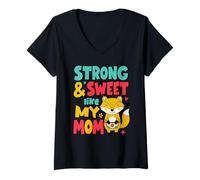 Femme Fort et Doux comme ma mère, la fête des mères, Mignon Renard pour Enfants T-Shirt avec Col en V