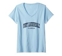 Femme Fort Lauderdale Florida Vintage T-Shirt avec Col en V