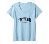 Femme Fort White Florida Vintage T-Shirt avec Col en V