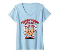 Femme Fortune Cookie Citation Positive drôle rétro Mignon T-Shirt avec Col en V