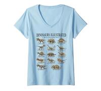 Femme Fossile T-Rex de Dinosaure Vintage T-Shirt avec Col en V