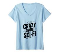 Femme Fou de Science-Fiction pour Les Amateurs d'espace T-Shirt avec Col en V