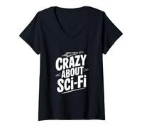 Femme Fou de Science-Fiction pour Les Amateurs d'espace T-Shirt avec Col en V
