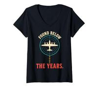 Femme Found Below The Years Deep Sea Aviation History T-Shirt avec Col en V