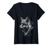 Femme Fox Artwork Animal Forest Wild Outdoor T-Shirt avec Col en V